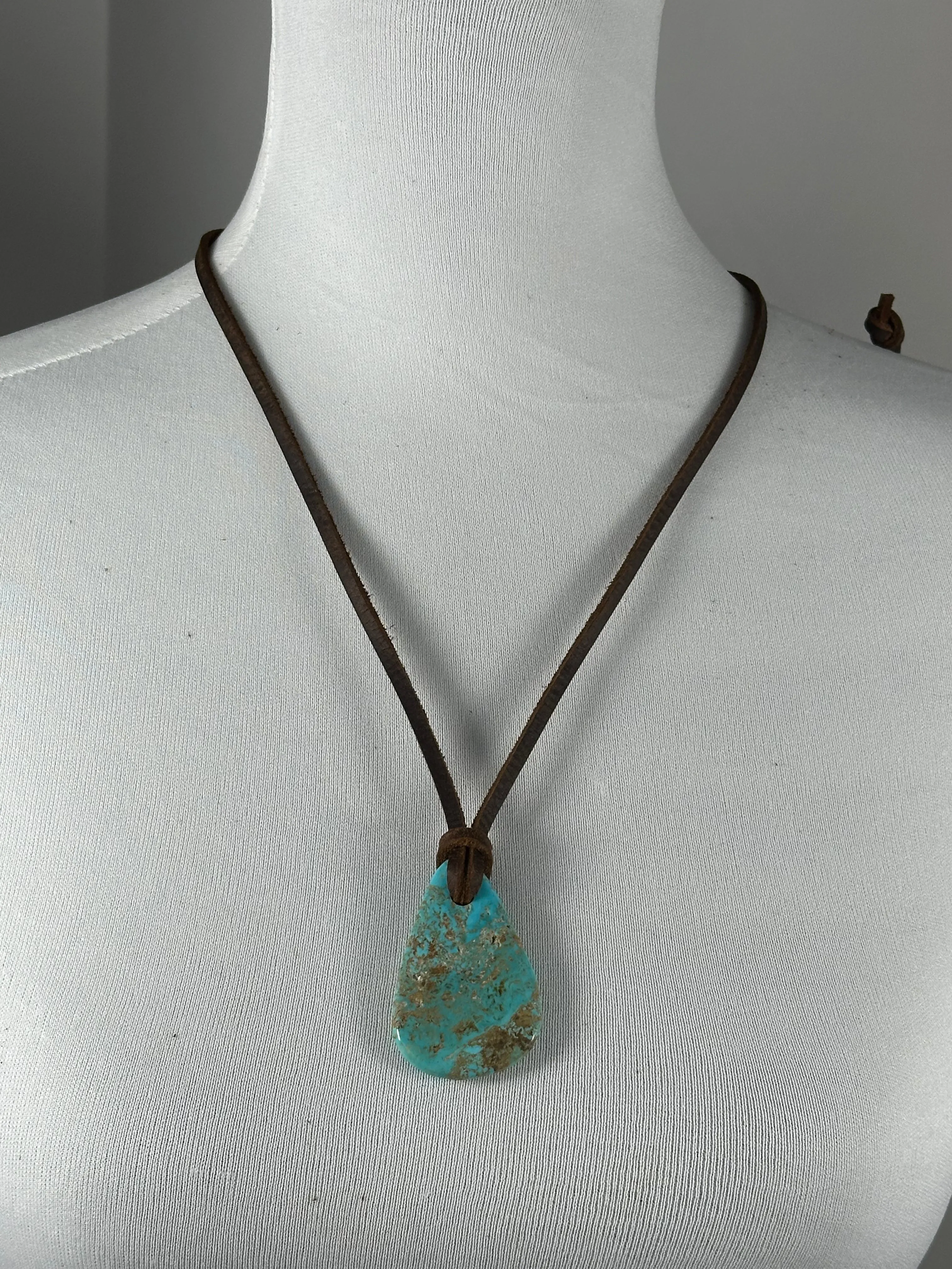 Adjustable Kingman Leather Necklace