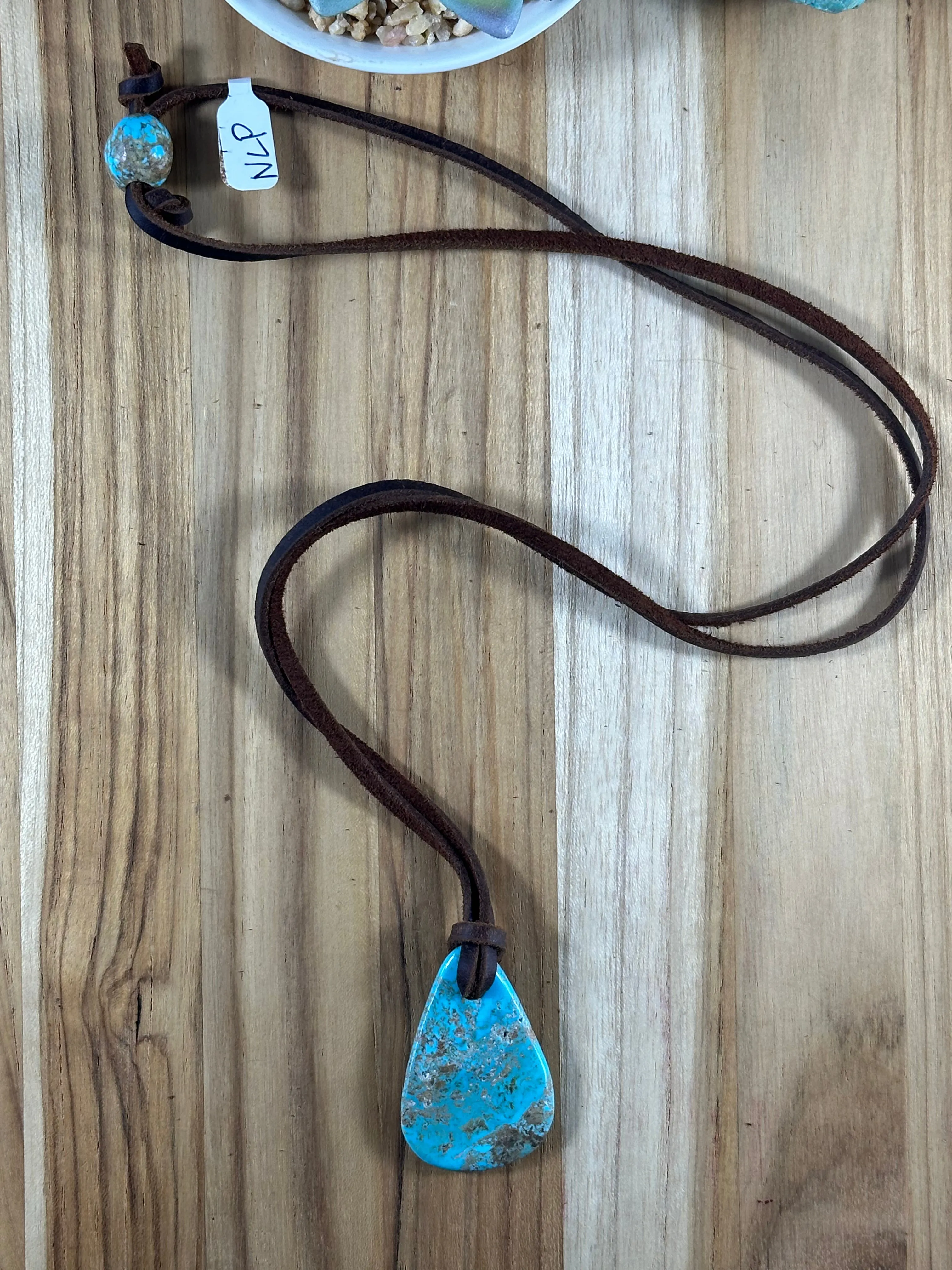 Adjustable Kingman Leather Necklace