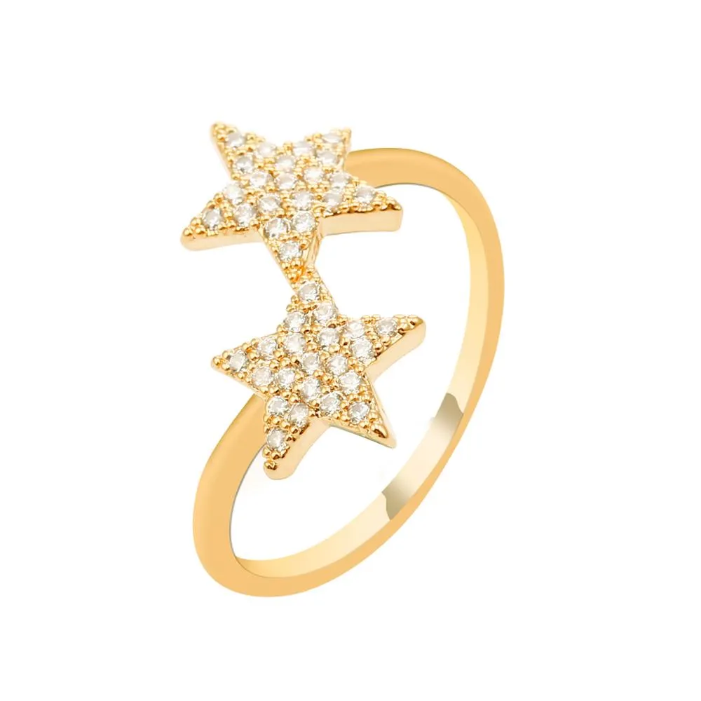 Adjustable Scuba Ring with Rhinestones: Sea Star Love