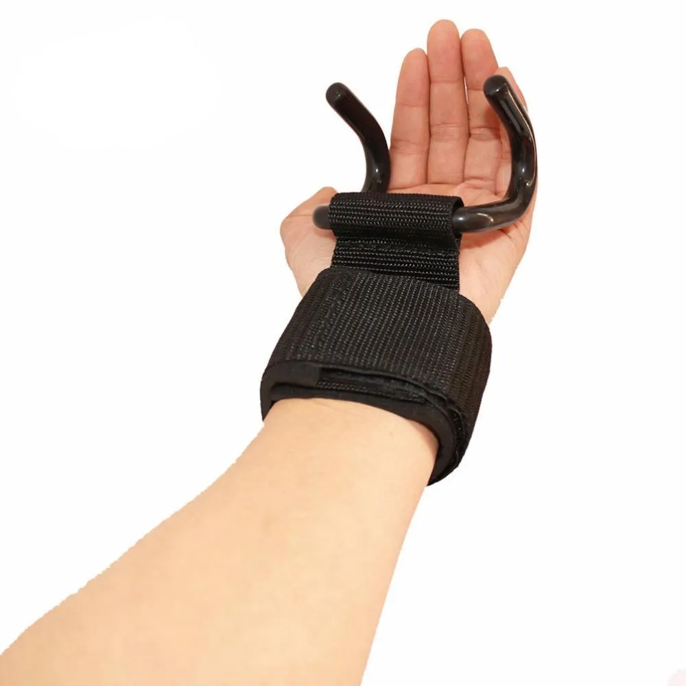 Adjustable Steel Hook Weight Lifting Grips with wrist support straps for Strength Training