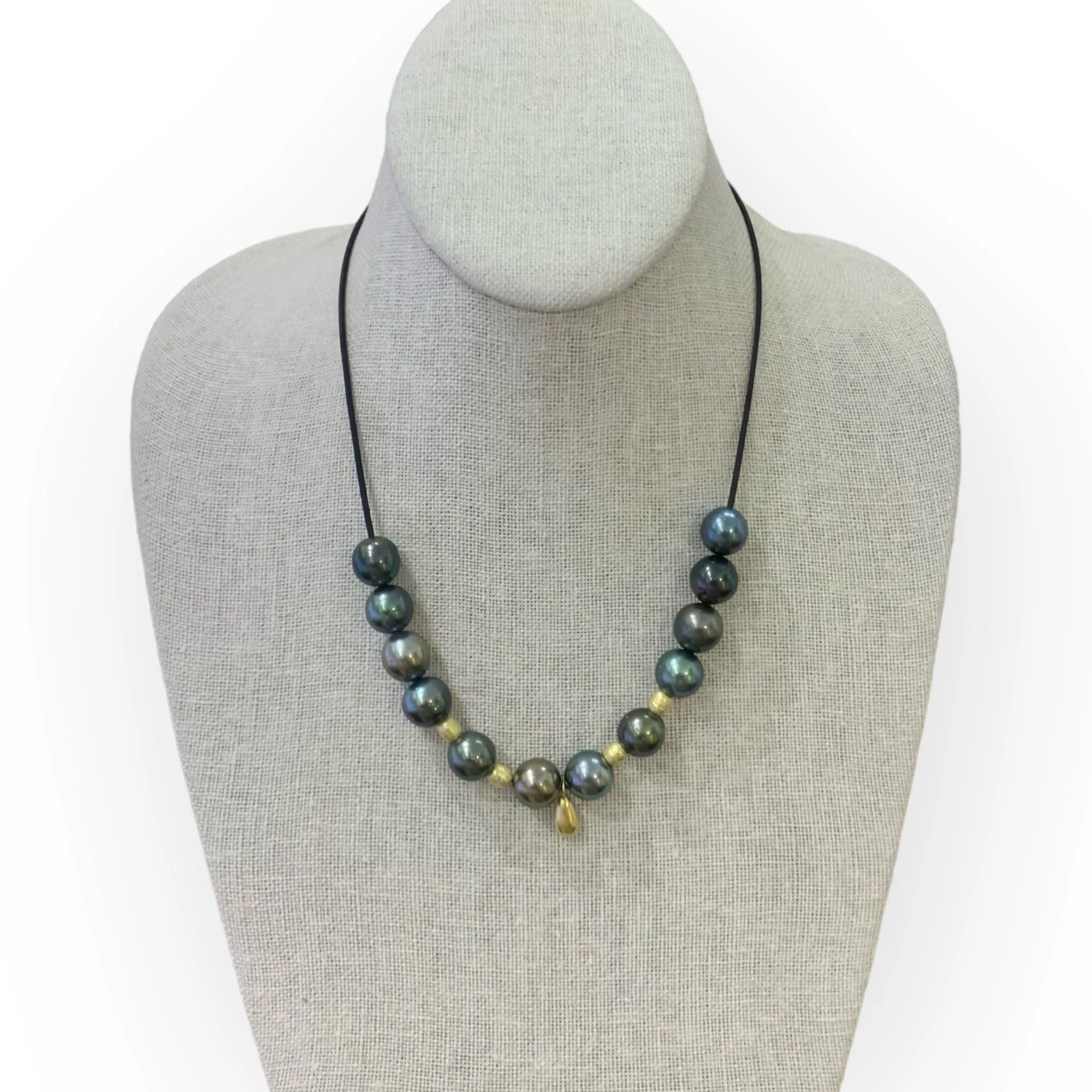 Adjustable Tahitian Pearls, 18K Gold Teardrop & Rondels