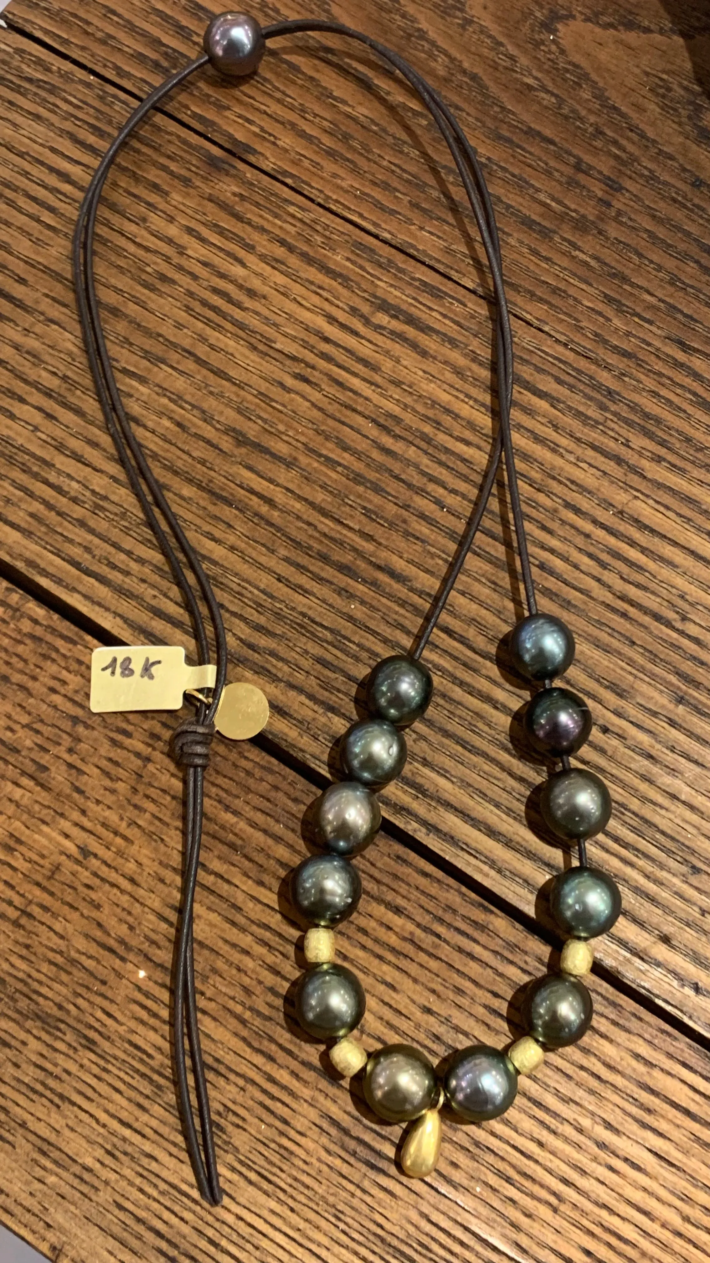 Adjustable Tahitian Pearls, 18K Gold Teardrop & Rondels