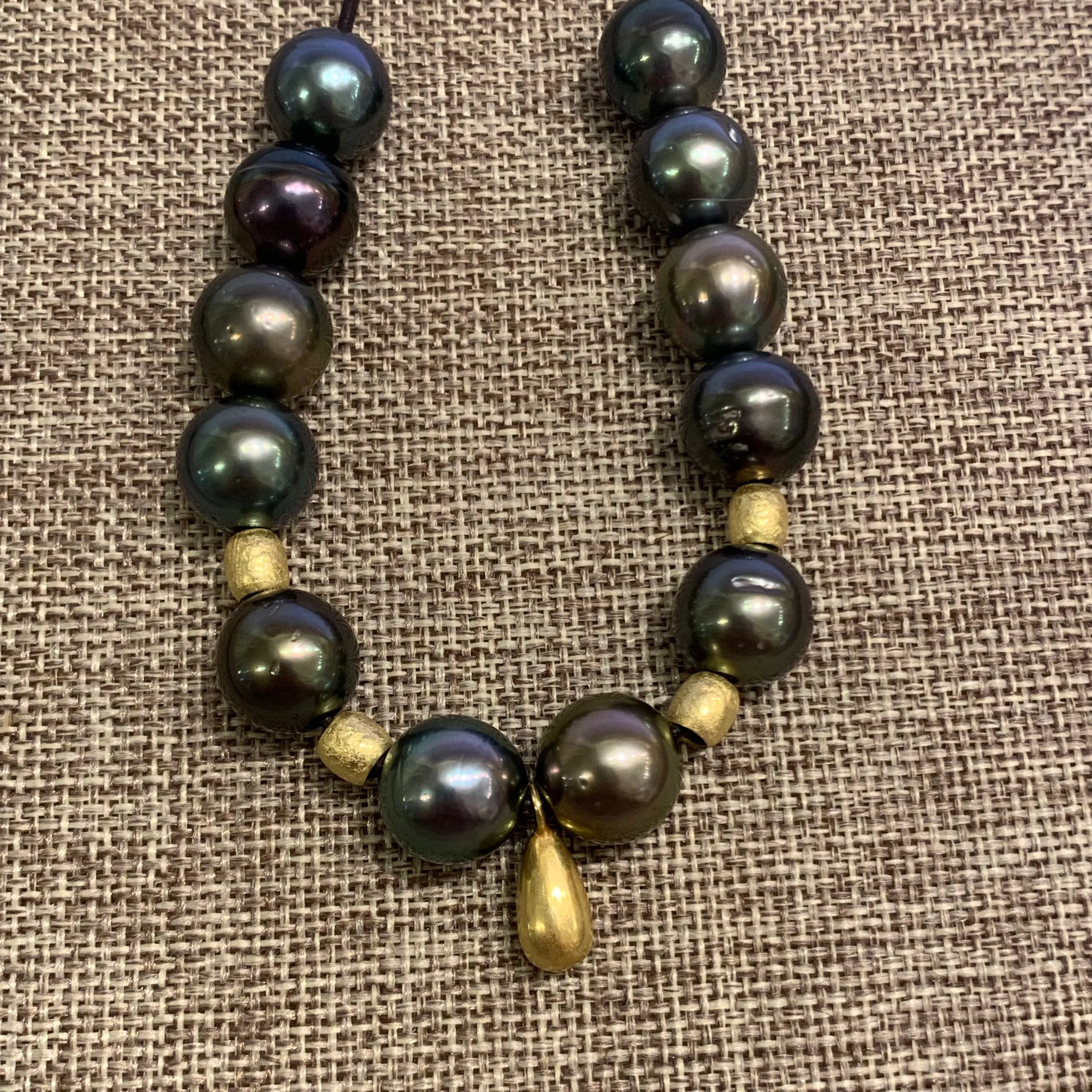 Adjustable Tahitian Pearls, 18K Gold Teardrop & Rondels