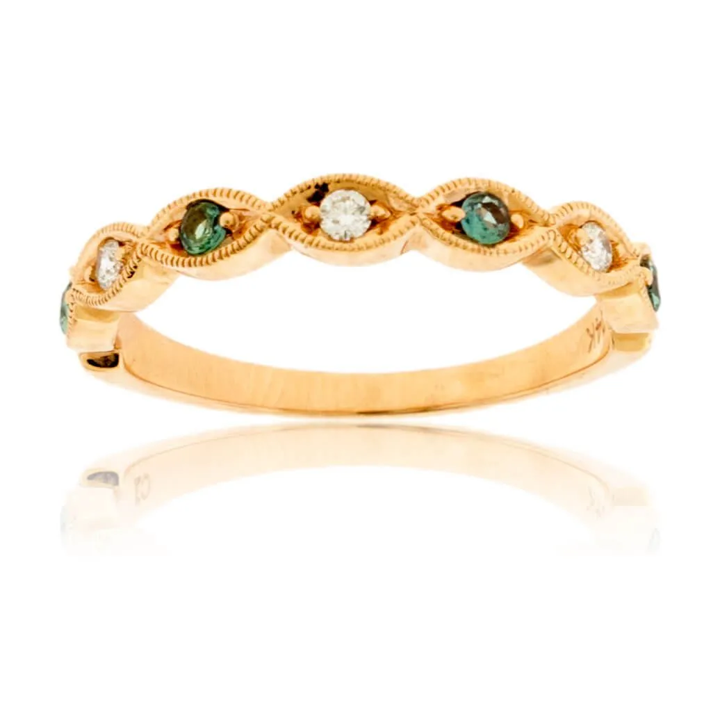 Alexandrite & Diamond Alternating Accent Band