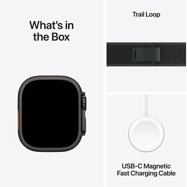 Apple Watch Ultra 2 49mm Black Titanium Case with Black Trail Loop - S/M