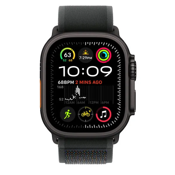 Apple Watch Ultra 2 49mm Black Titanium Case with Black Trail Loop - S/M