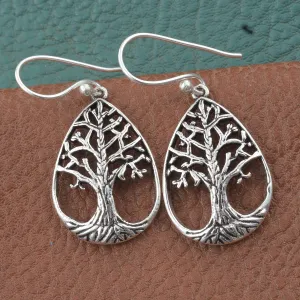 Artisan Handcrafted Sterling Silver Tree of Life Dangle Earrings (4.35 g)