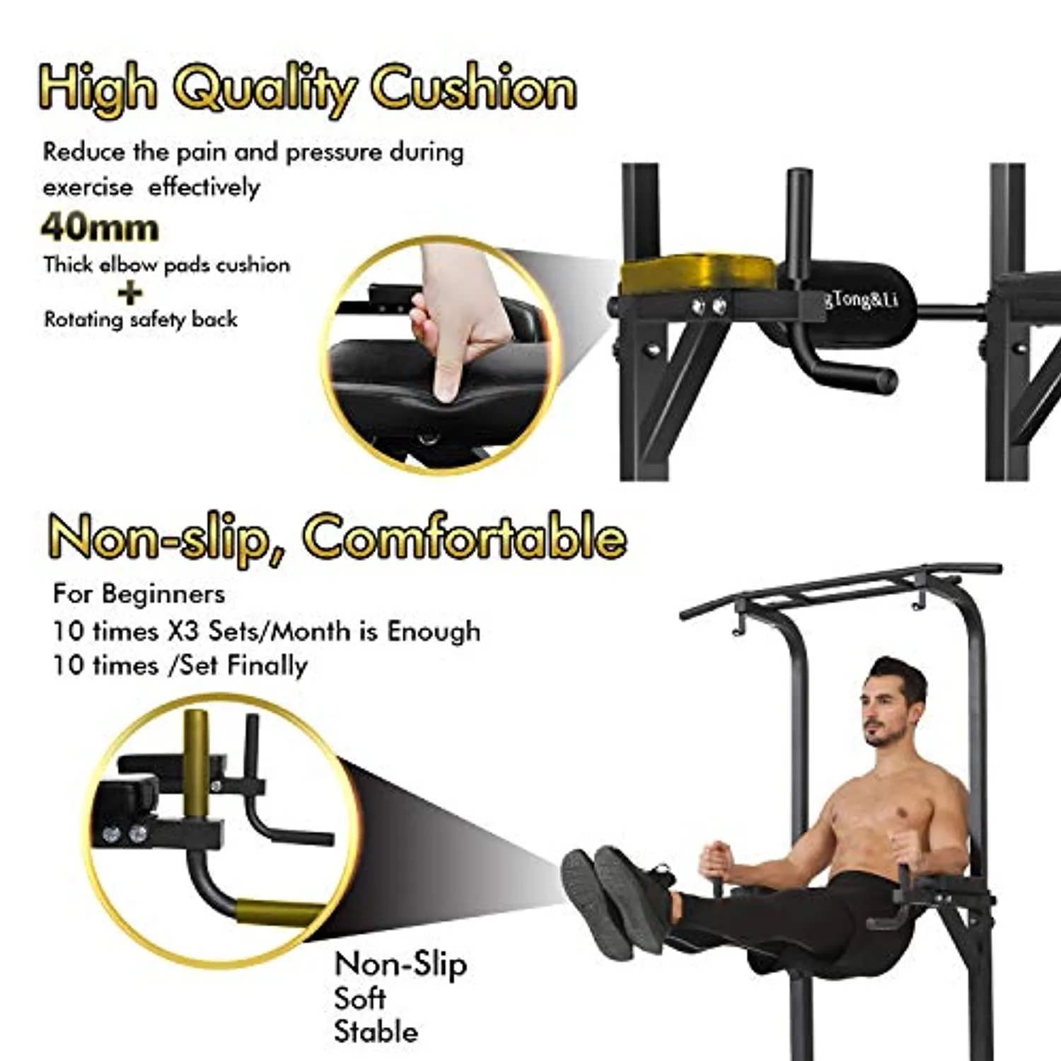 BangTong&Li Power Tower, Pull Up Bar Dip Station/Stand for Home Gym Strength Training Workout Equipment