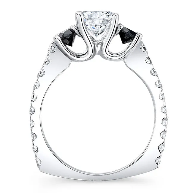 Barkev's Three Stone Black & White Diamond Engagement Ring