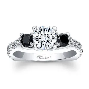 Barkev's Three Stone Black & White Diamond Engagement Ring