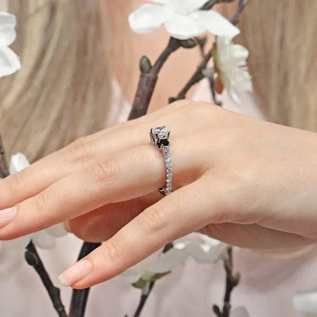 Barkev's Three Stone Black & White Diamond Engagement Ring