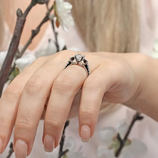 Barkev's Three Stone Black & White Diamond Engagement Ring
