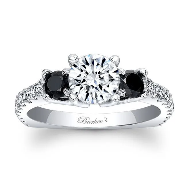 Barkev's Three Stone Black & White Diamond Engagement Ring