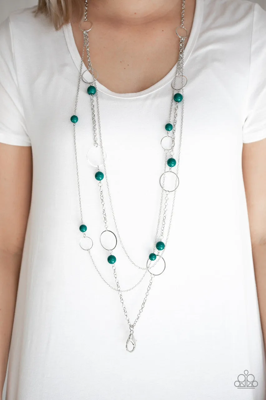 Beachside Babe Green Paparazzi Lanyard Necklace
