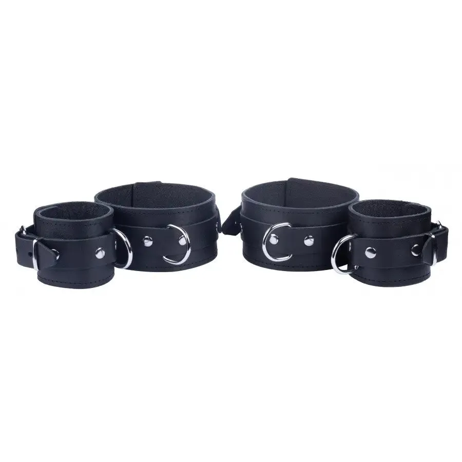 Black Bondage Arm to Forearm Leather Shackles for Kinky Couples