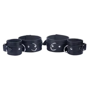 Black Bondage Arm to Forearm Leather Shackles for Kinky Couples