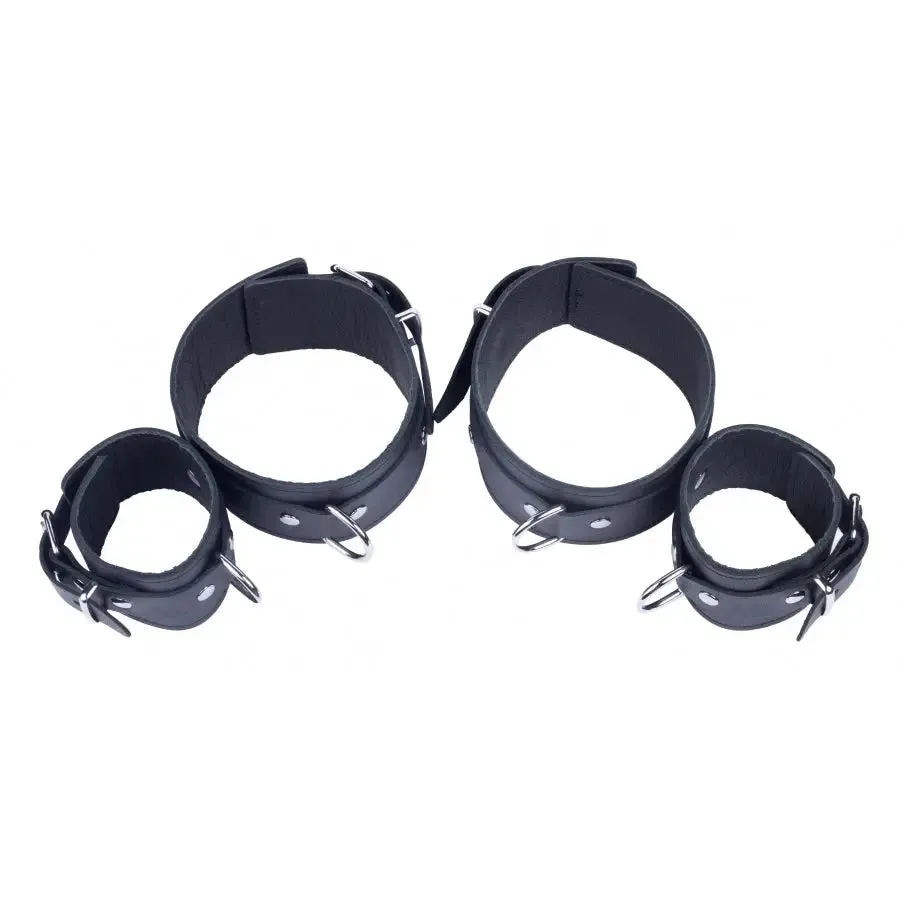 Black Bondage Arm to Forearm Leather Shackles for Kinky Couples