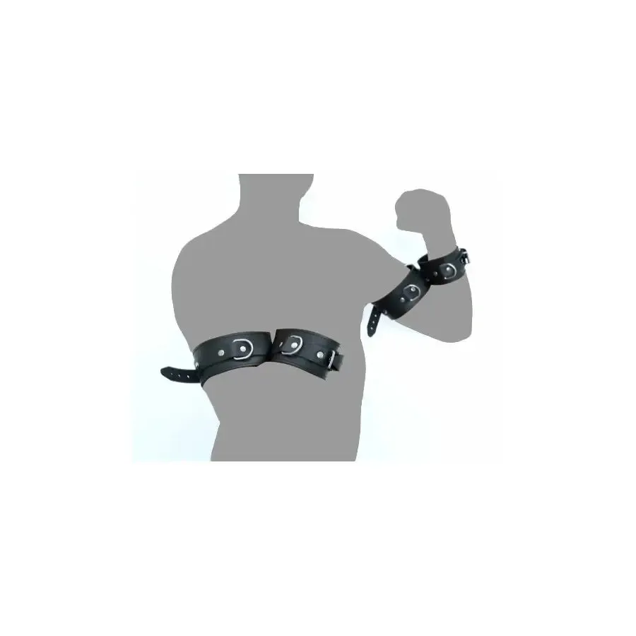 Black Bondage Arm to Forearm Leather Shackles for Kinky Couples