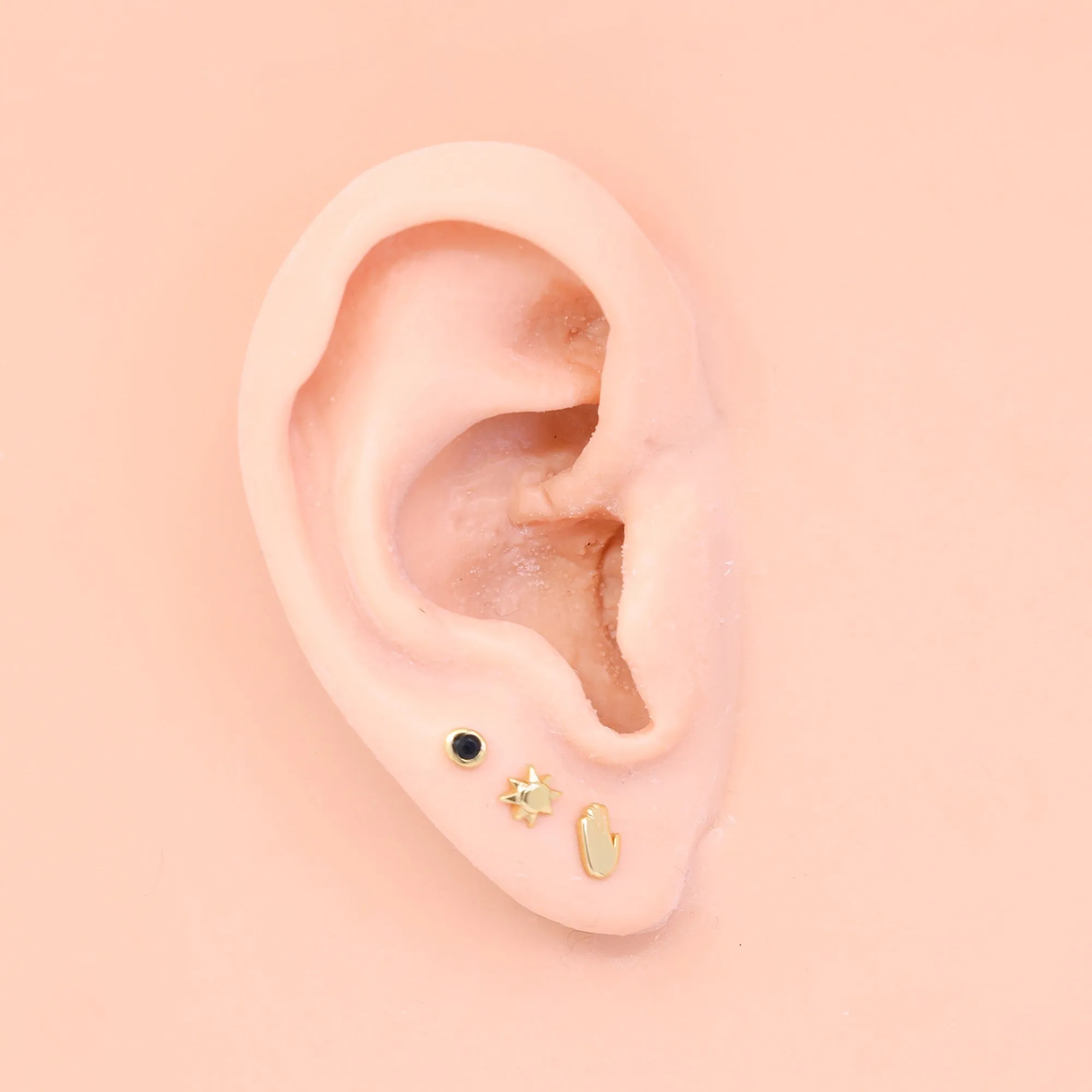 Black CZ Stud Earrings in Gold