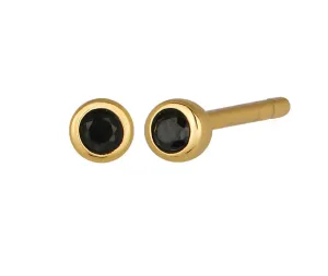 Black CZ Stud Earrings in Gold