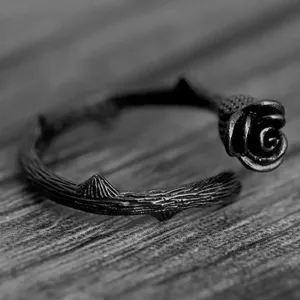Black Rose Flower Ring