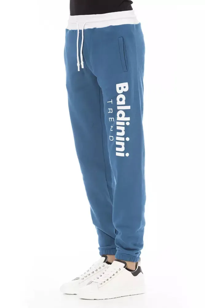 Blue Cotton Men Pants