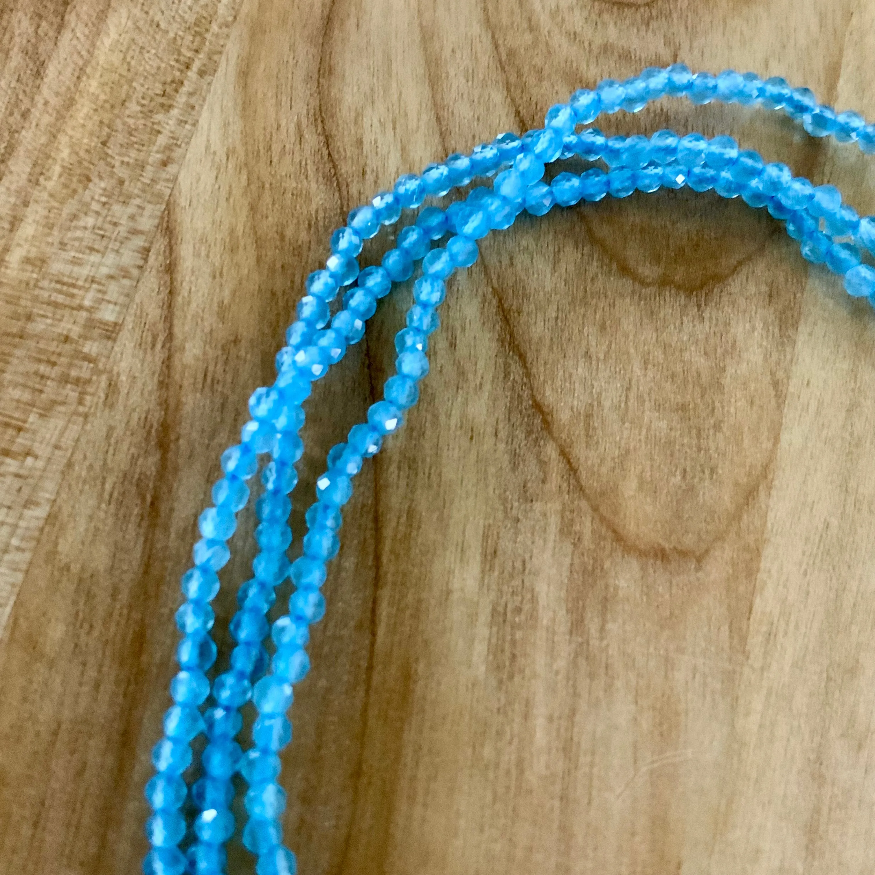 Blue Quartz 2 mm Beaded Necklace