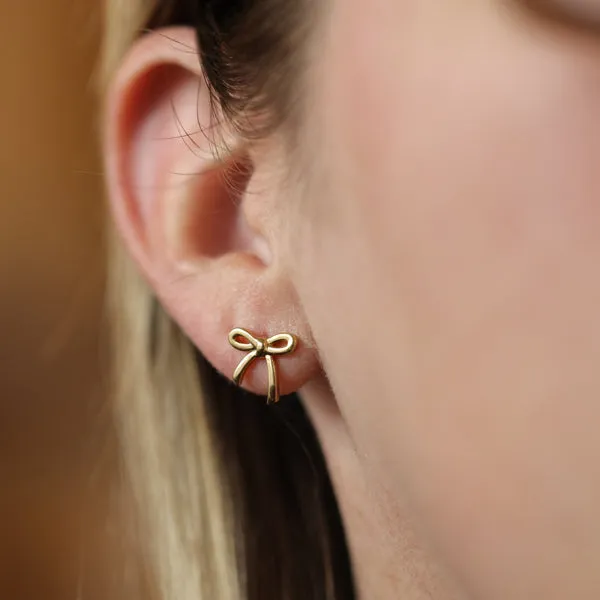 Bow Stud Earrings in Gold