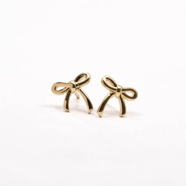 Bow Stud Earrings in Gold
