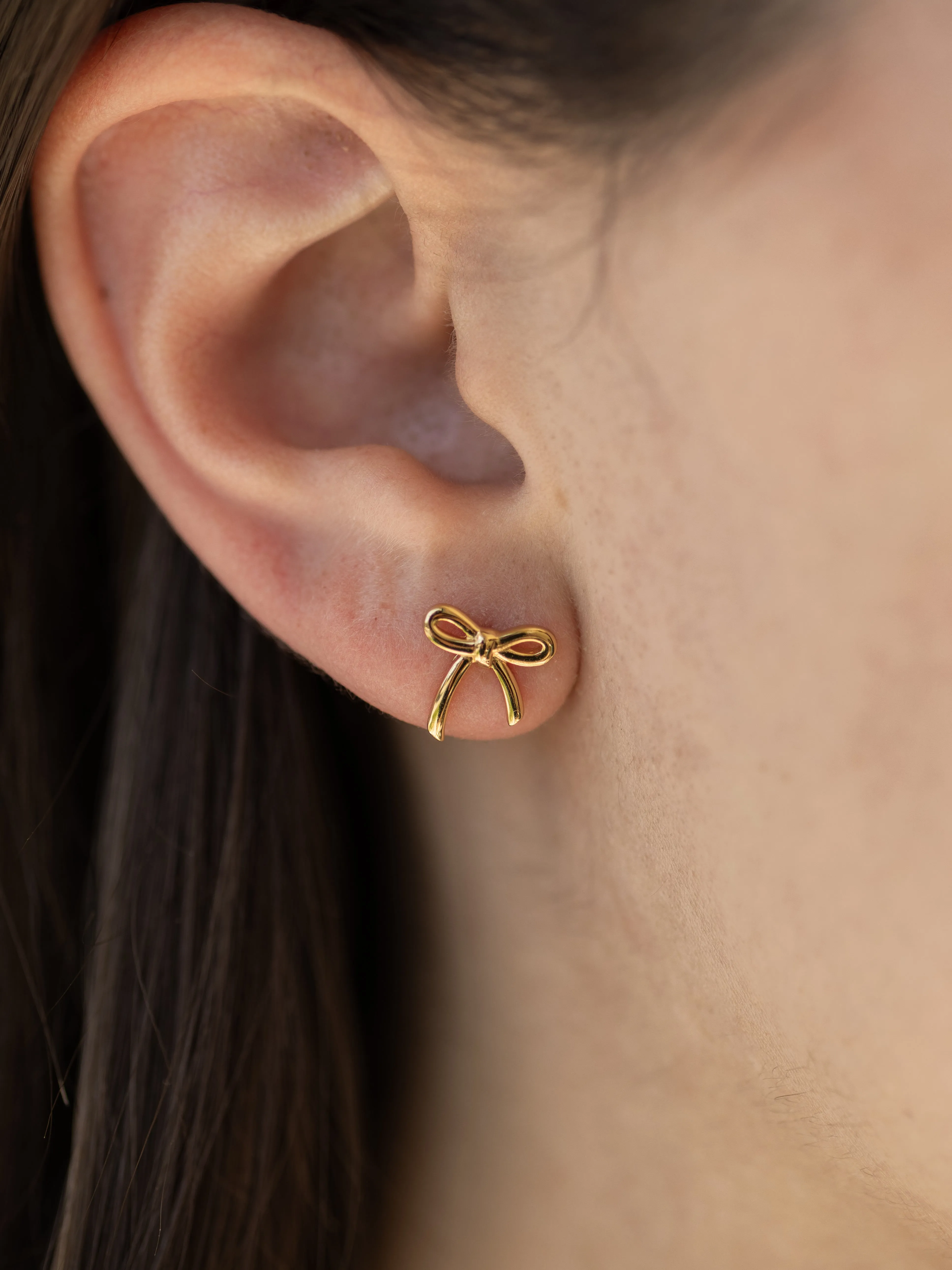 Bow Stud Earrings in Gold
