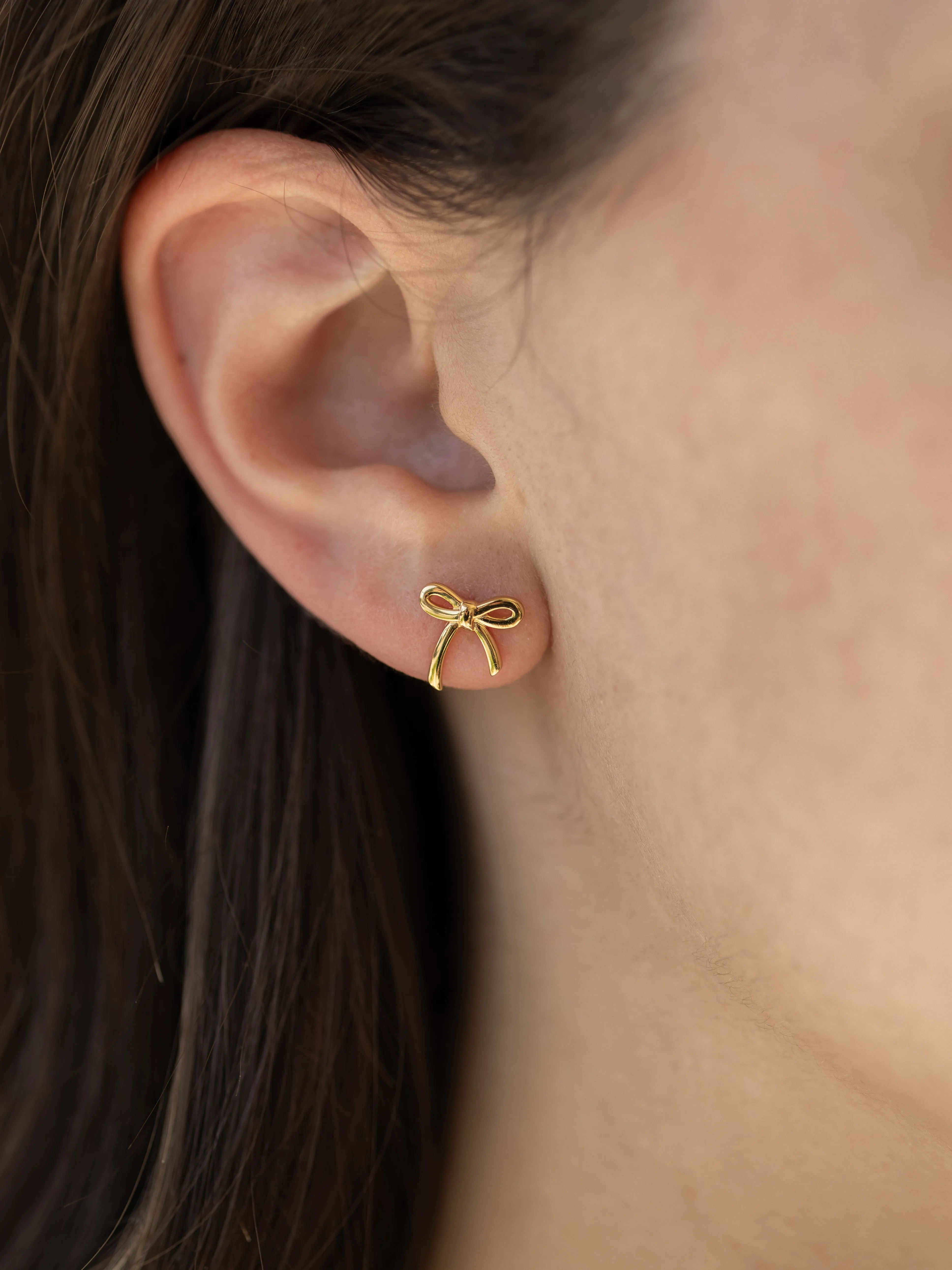 Bow Stud Earrings in Gold