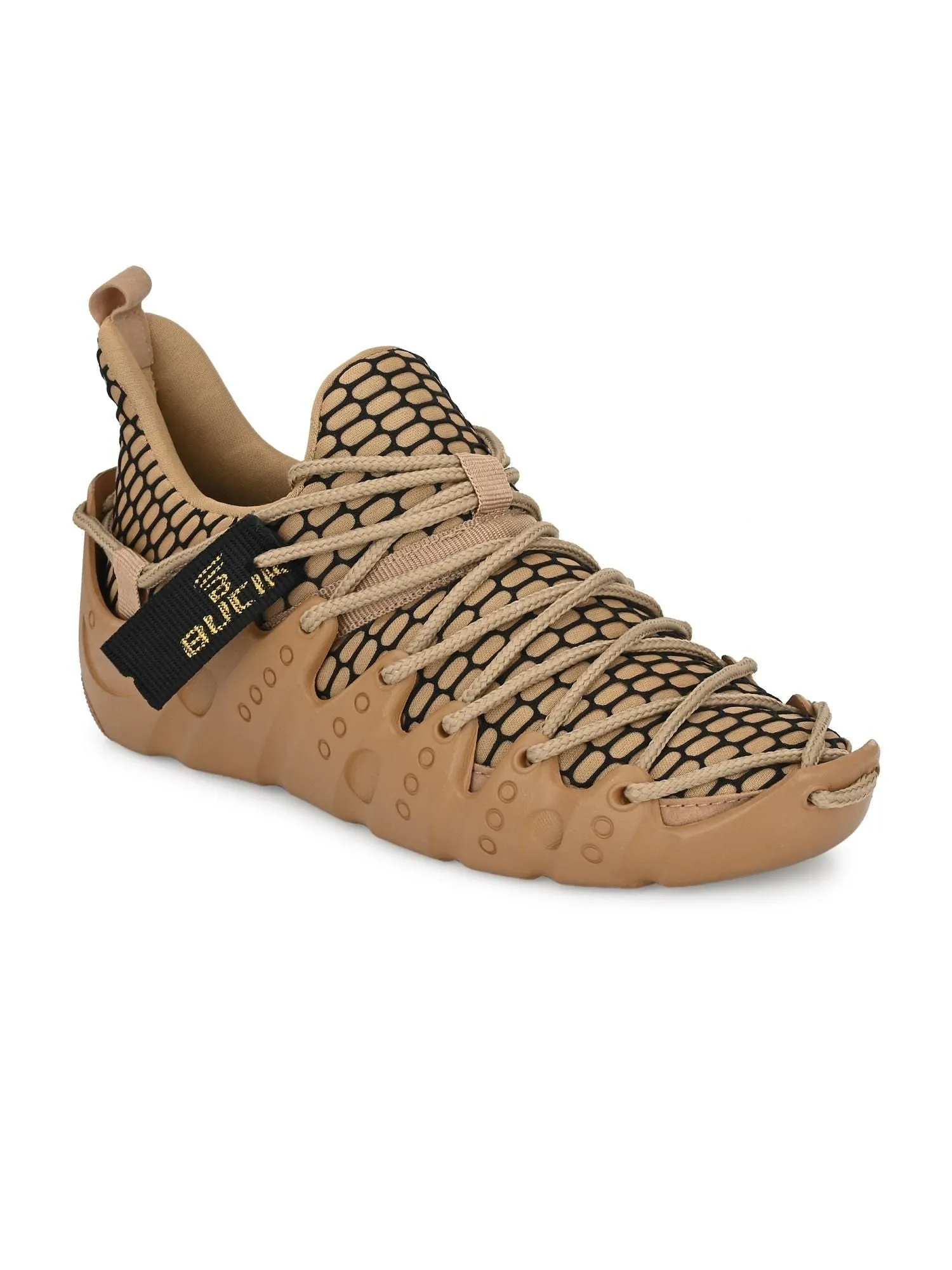 Bucik Men's Brown Mesh Lace-Up Running Sports Shoes