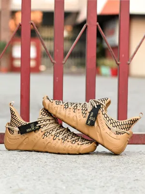 Bucik Men's Brown Mesh Lace-Up Running Sports Shoes