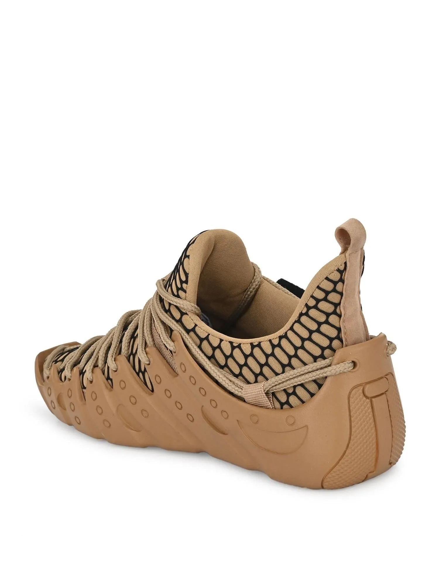 Bucik Men's Brown Mesh Lace-Up Running Sports Shoes