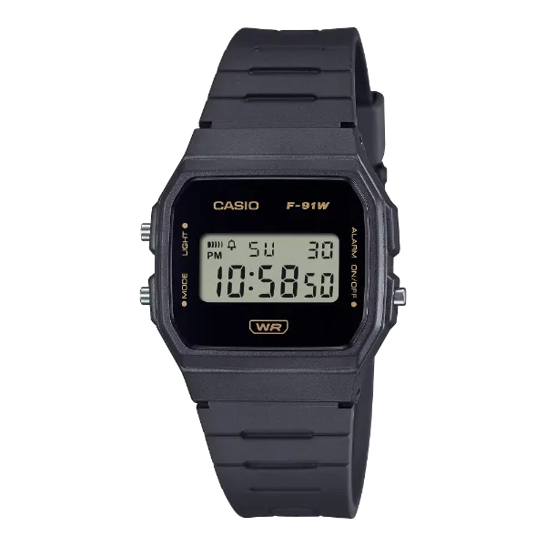 Casio Black Resin Strap Black Dial Quartz Watch for Gents - F-91WB-8ADF