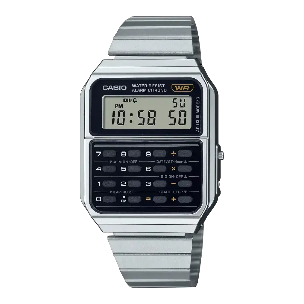 Casio Silver Stainless Steel Black Dial Quartz Watch for Gents - CA-500WE-1ADF