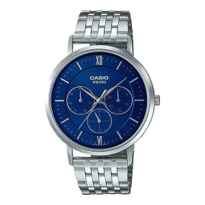 Casio Silver Stainless Steel Black Dial Quartz Watch for Gents - MTP-B300D-1A VDF