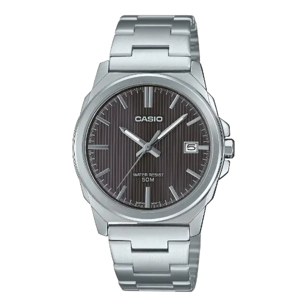 Casio Silver Stainless Steel Grey Dial Quartz Watch for Gents - MTP-E720D-8AVDF