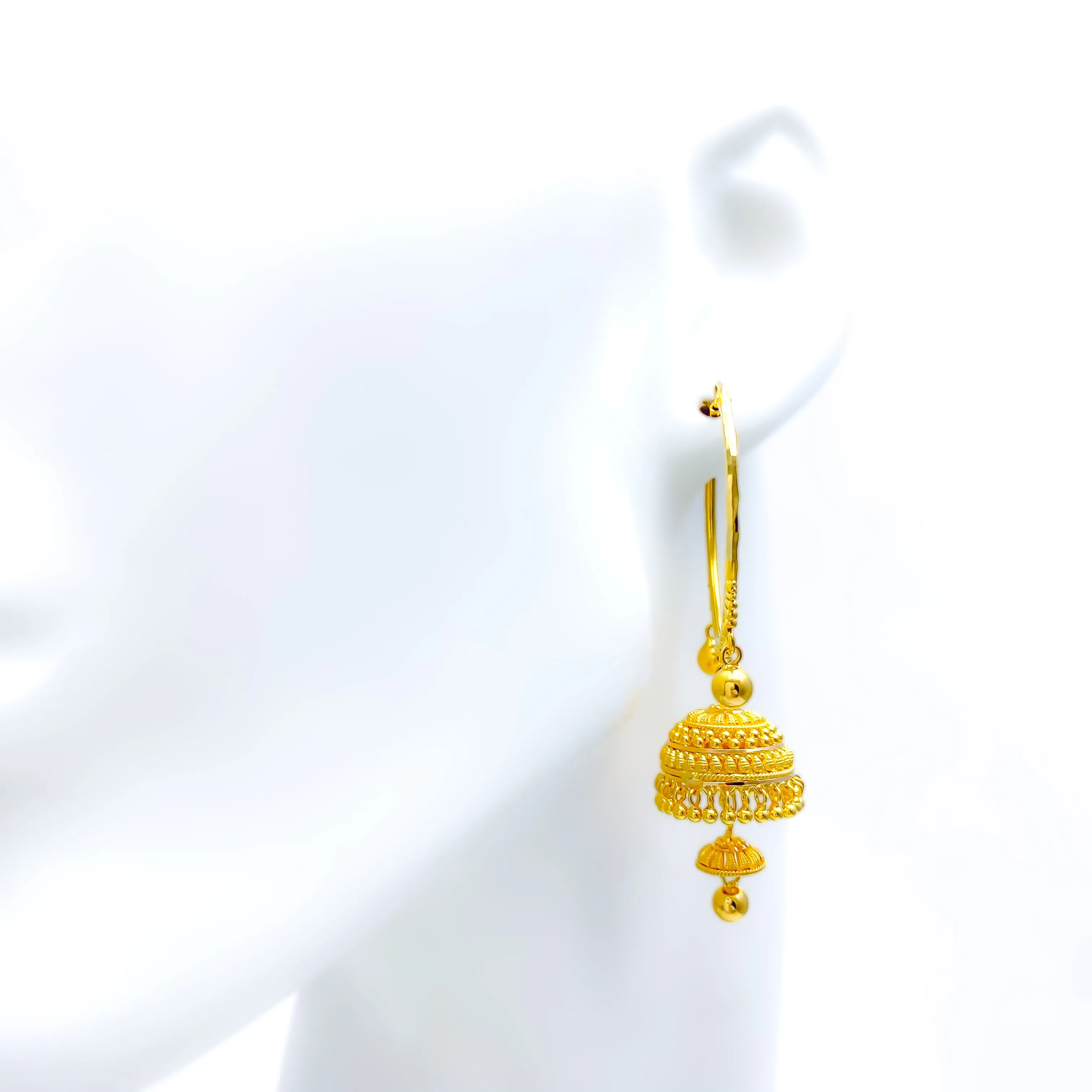Charming Dual Layered 22K Gold Bali Earrings