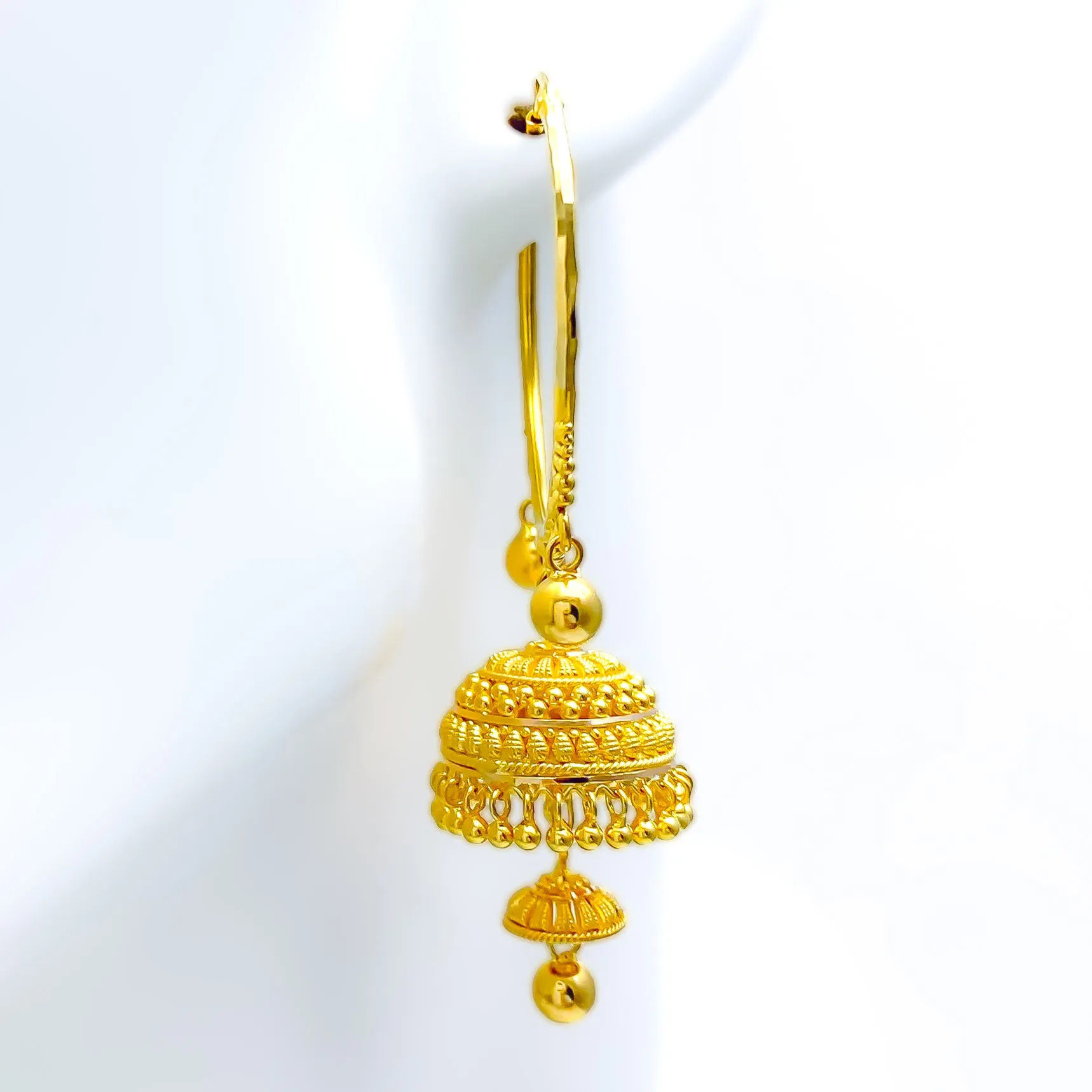 Charming Dual Layered 22K Gold Bali Earrings