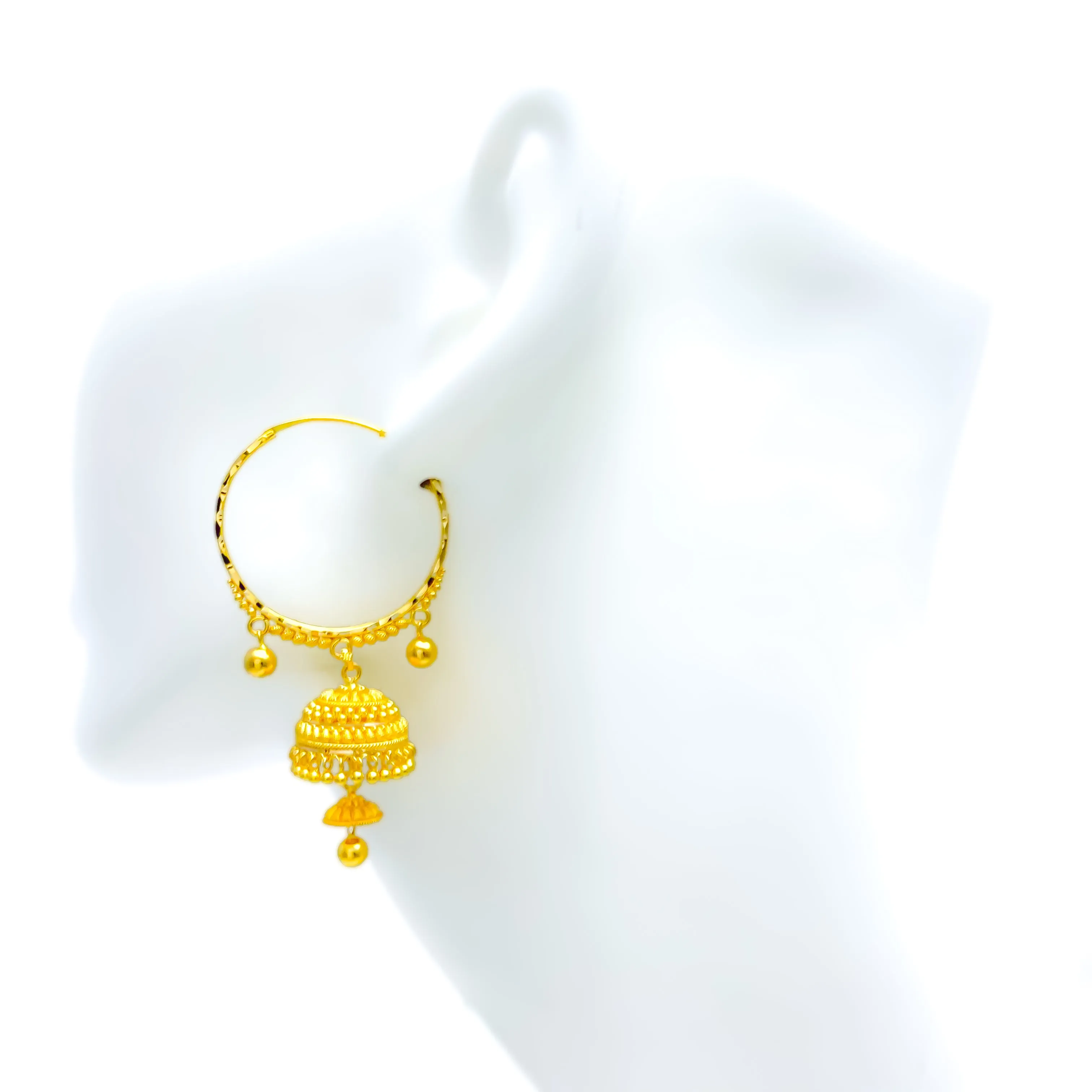 Charming Dual Layered 22K Gold Bali Earrings