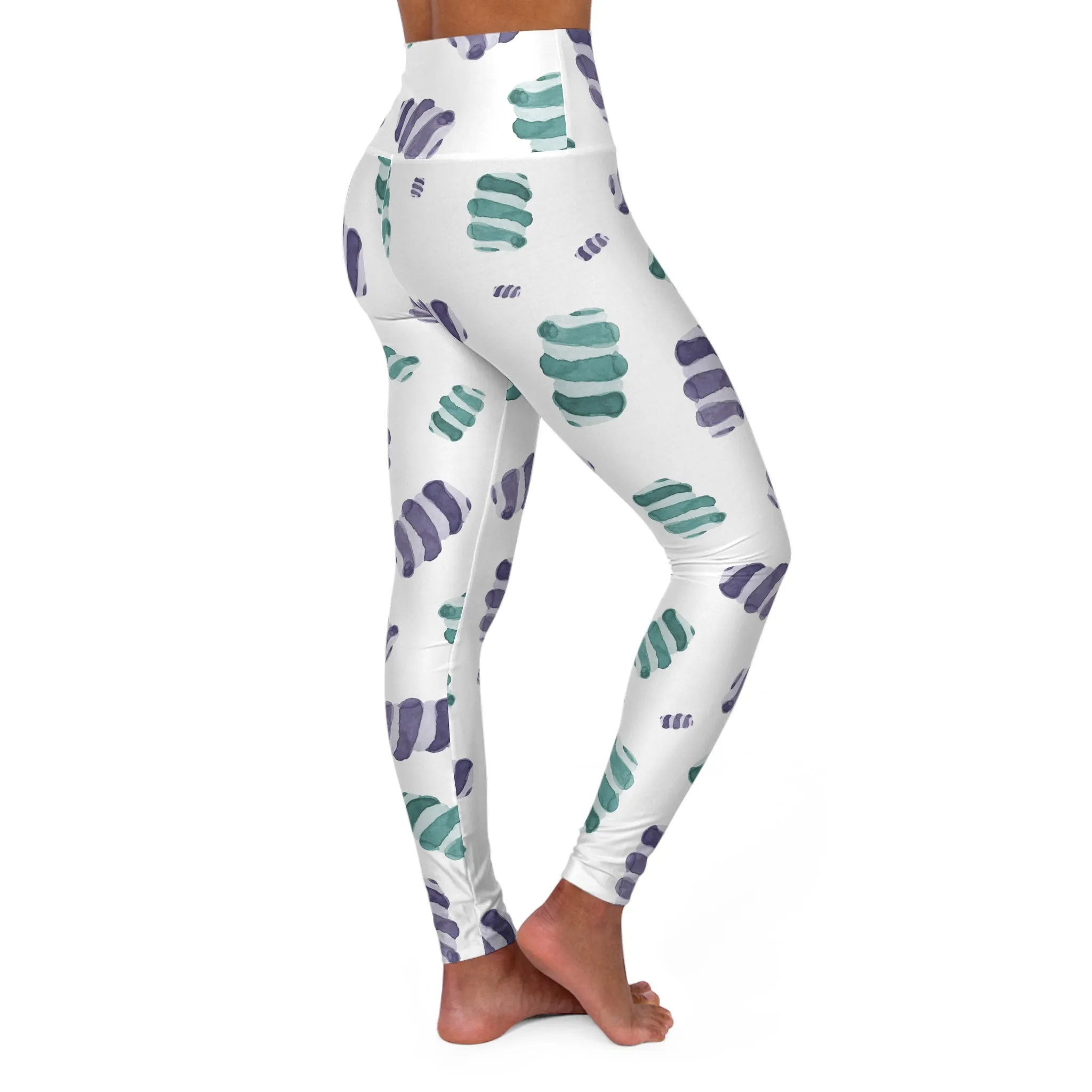 Chic High Waisted Yoga Leggings with Abstract Leaf Design