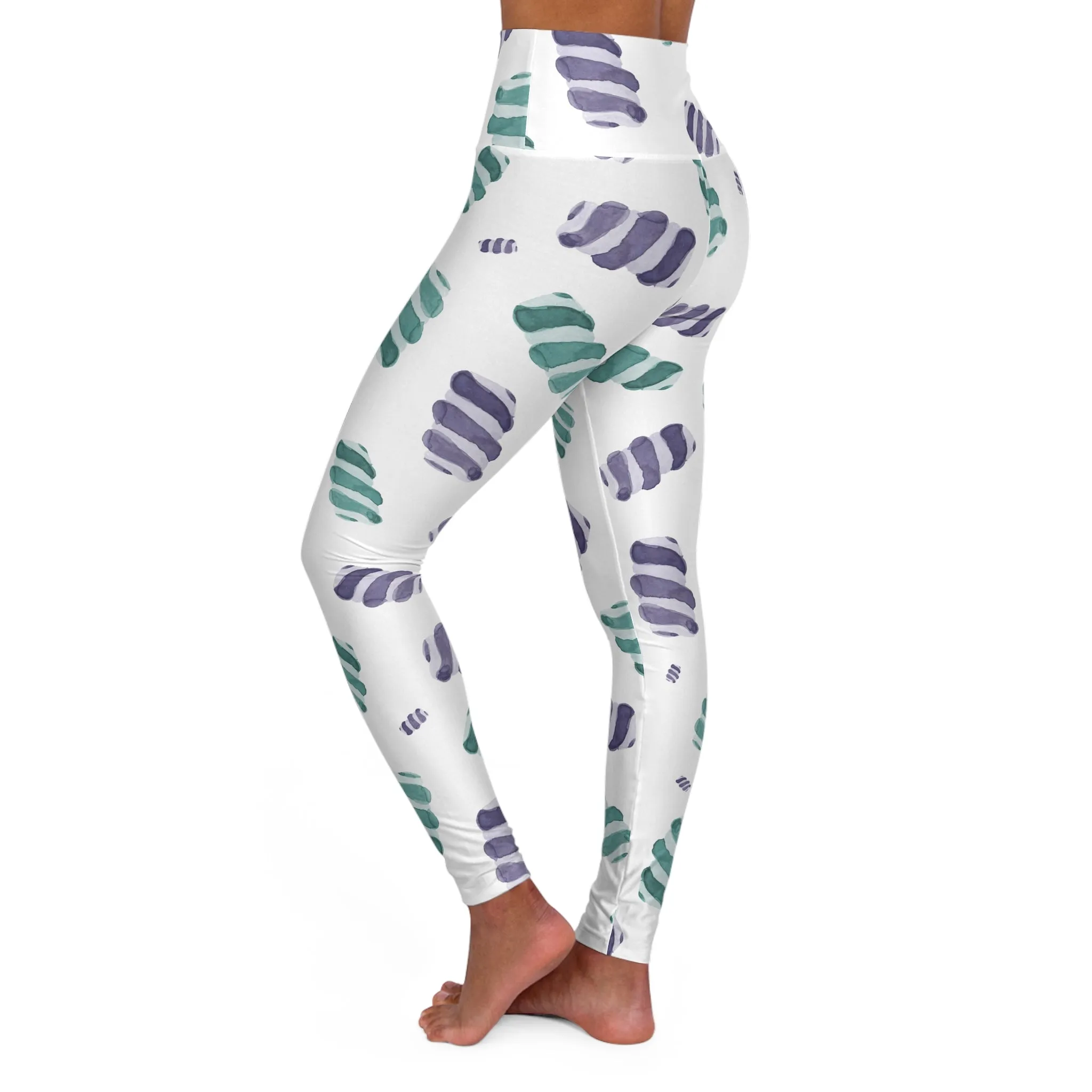 Chic High Waisted Yoga Leggings with Abstract Leaf Design