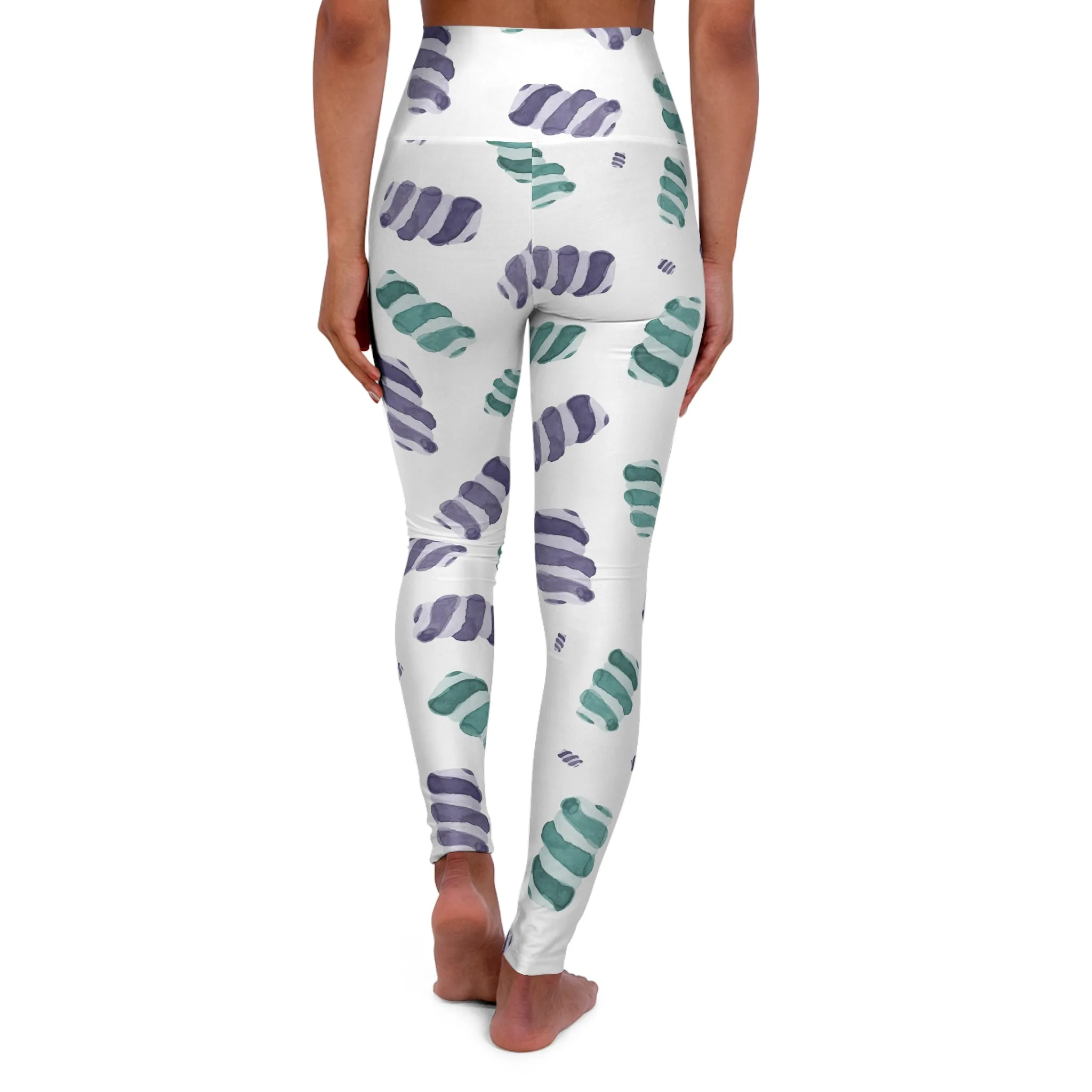 Chic High Waisted Yoga Leggings with Abstract Leaf Design