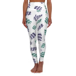 Chic High Waisted Yoga Leggings with Abstract Leaf Design