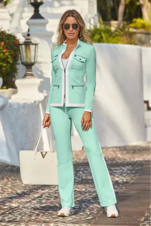 Chic Zippered Sport Coordinate Set Blue Light