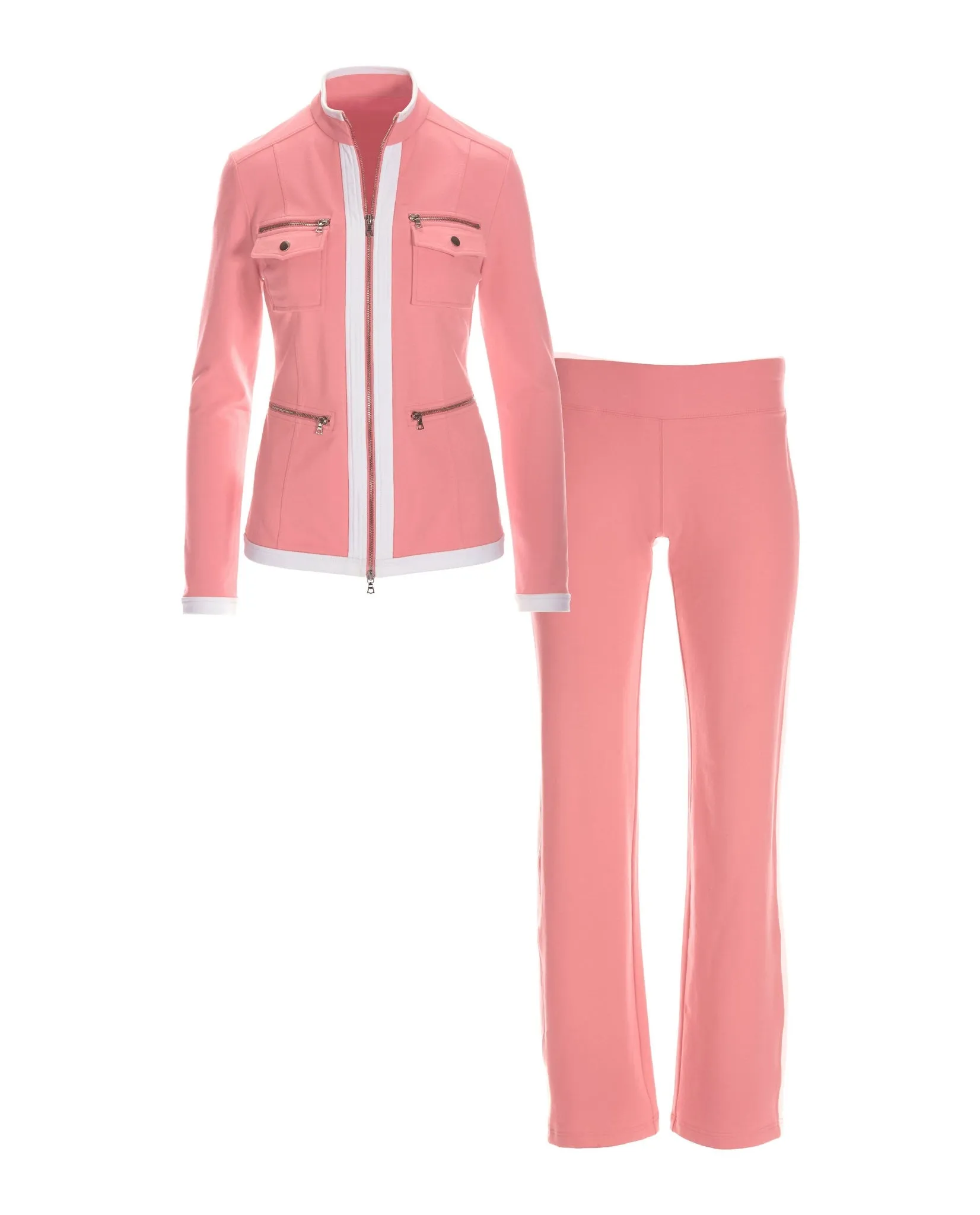 Chic Zippered Sport Coordinate Set Pink Icing