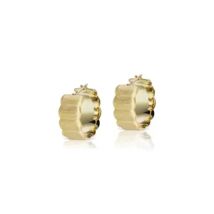 Cigar Scallop Hoops in Brushed Gold