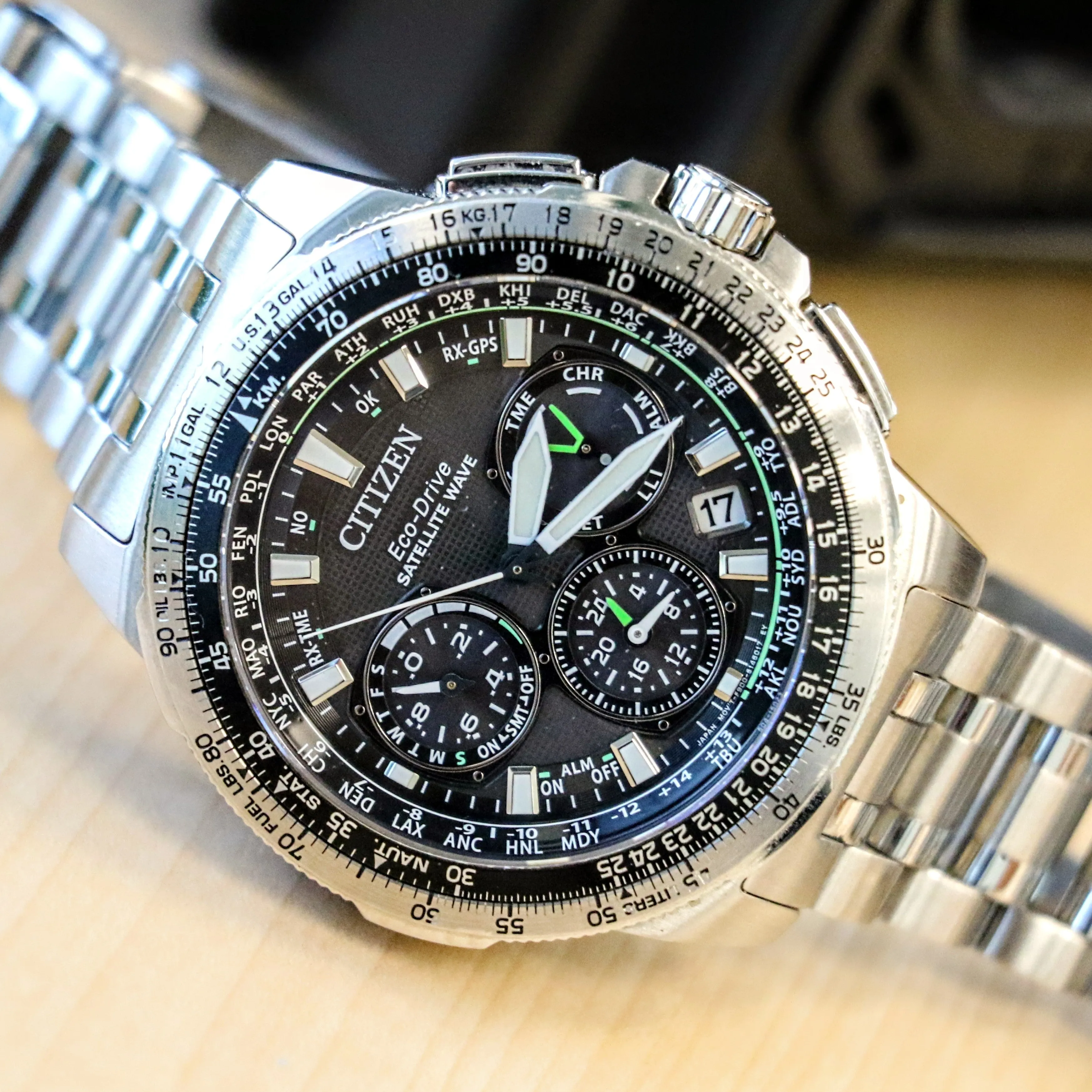 CITIZEN Promaster Navihawk GPS Satellite Wave Wristwatch Eco-Drive Chronograph Watch CC9030-51E