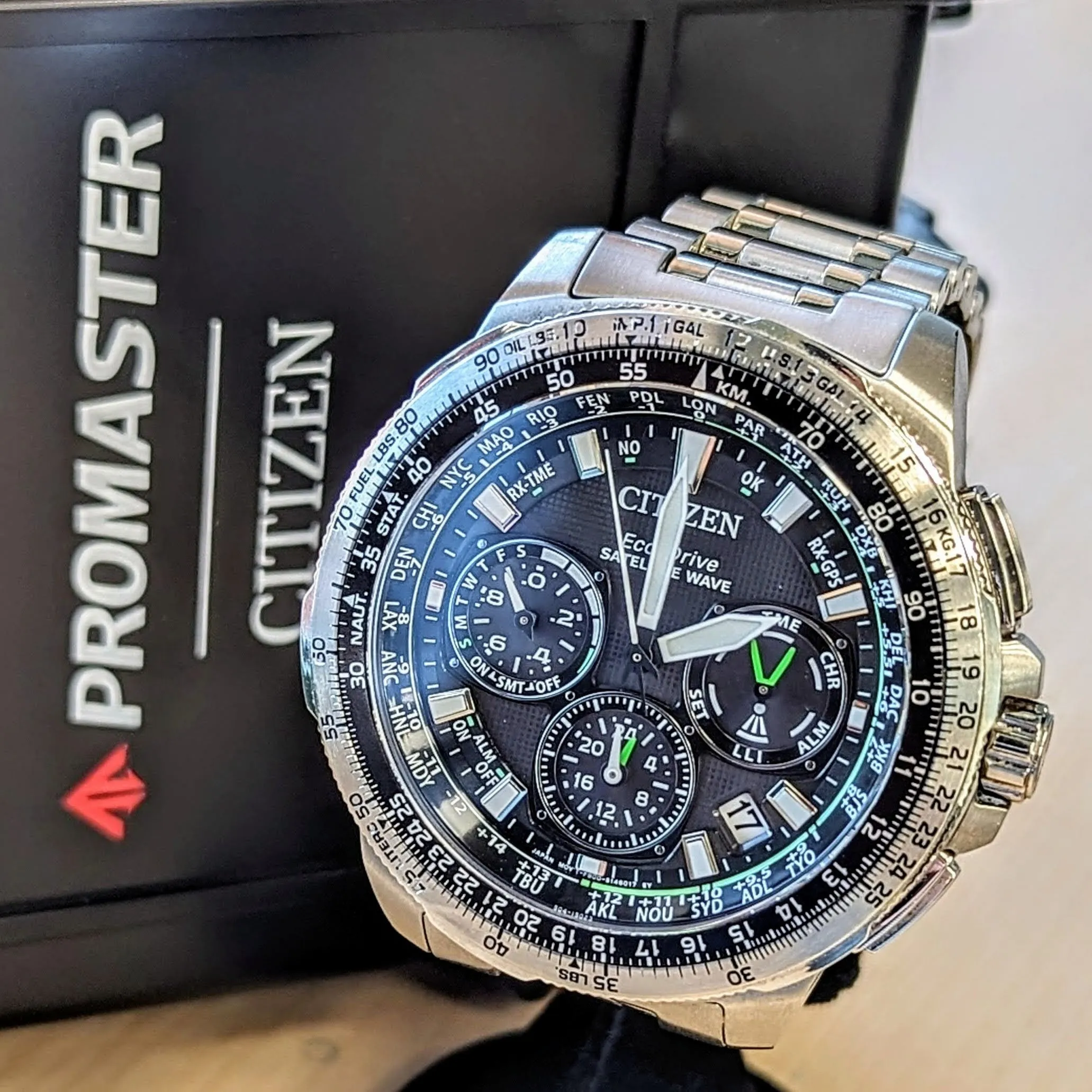 CITIZEN Promaster Navihawk GPS Satellite Wave Wristwatch Eco-Drive Chronograph Watch CC9030-51E